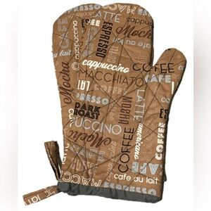 Brown Coffee-Themed Oven Mitt